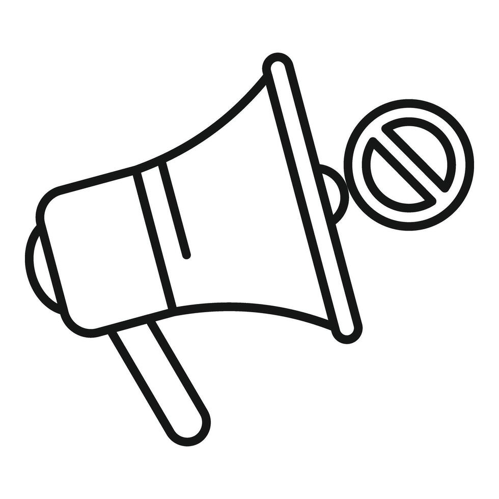 Rejected megaphone speech icon outline . Modern law vector