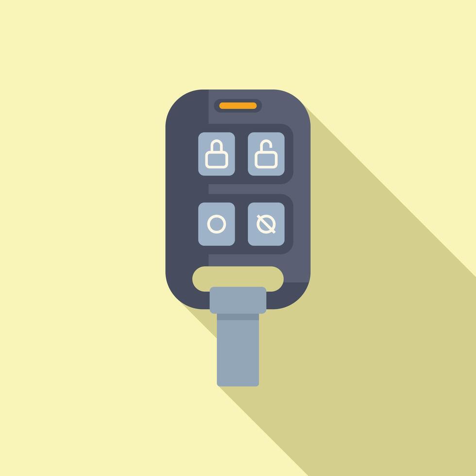 Smart vehicle key icon flat . Alarm access vector