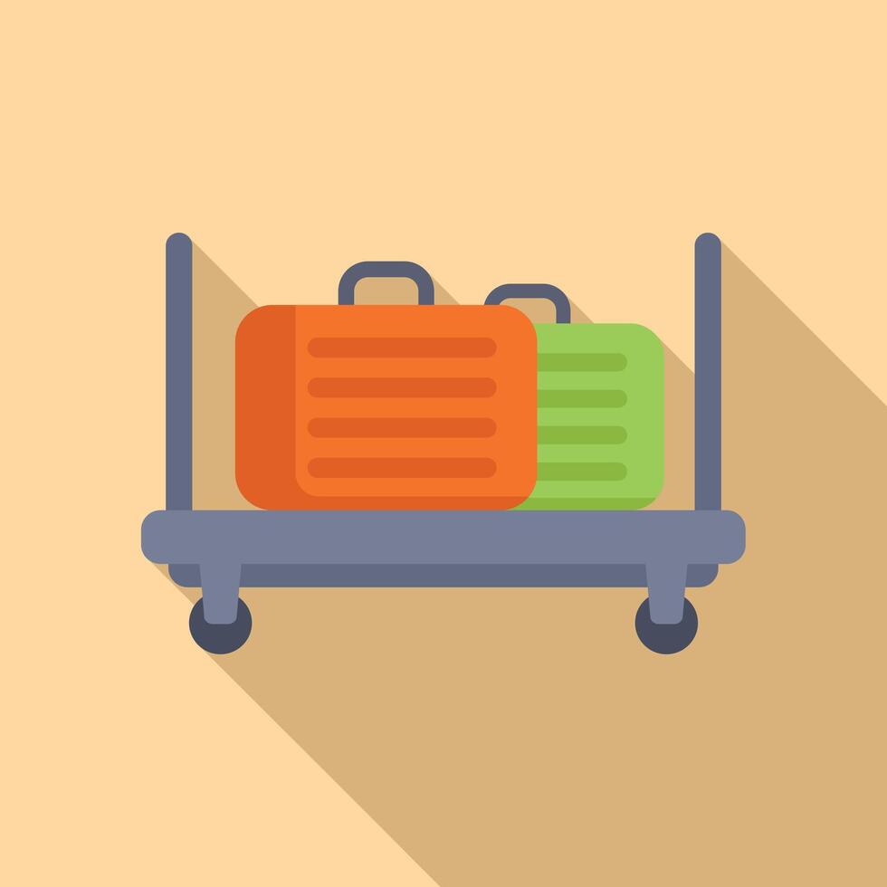 Full luggage trolley icon flat . Support platform vector