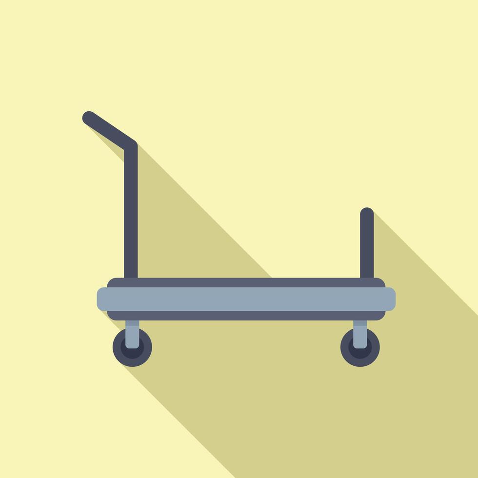 Long luggage trolley icon flat . Support help vector