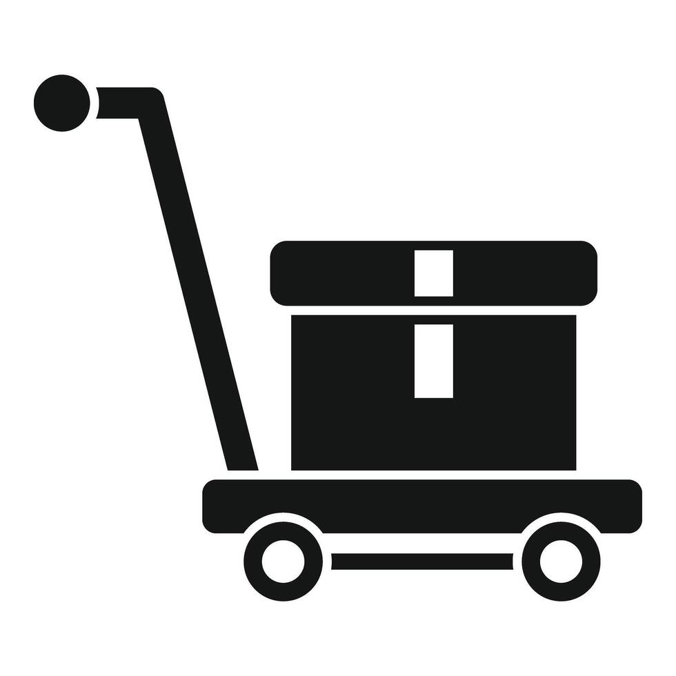 Luggage trolley with carton box icon simple . Security perfect vector