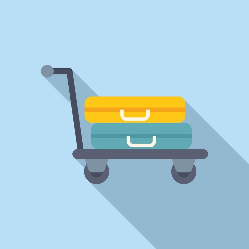 Object moving trolley icon flat . Security airport vector