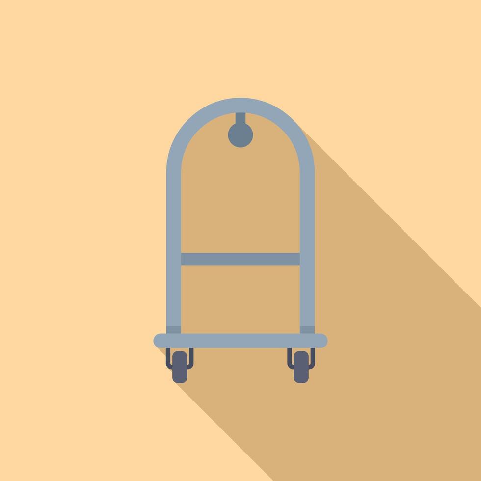 Support luggage trolley icon flat . Move delivery vector