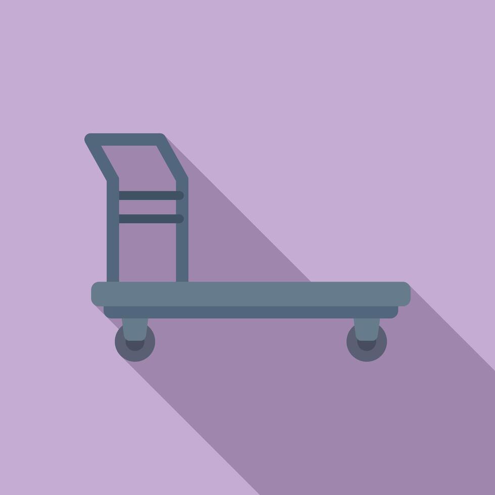 Voyage luggage trolley icon flat . Move help vector