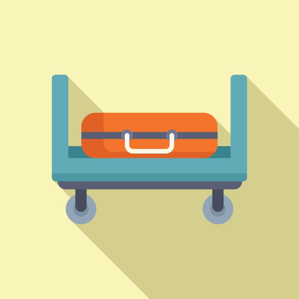 Lock luggage trolley icon flat . Move bag trip vector