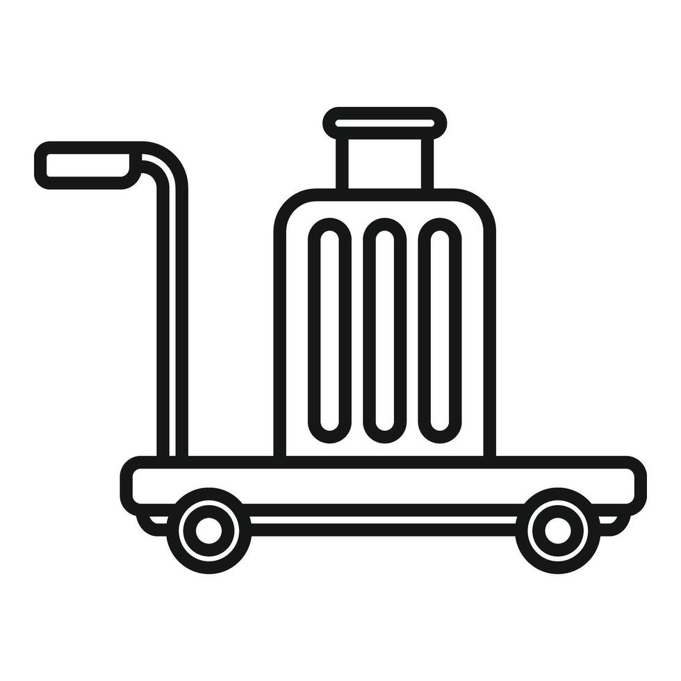 Move help trolley icon outline . Object metal tag vector