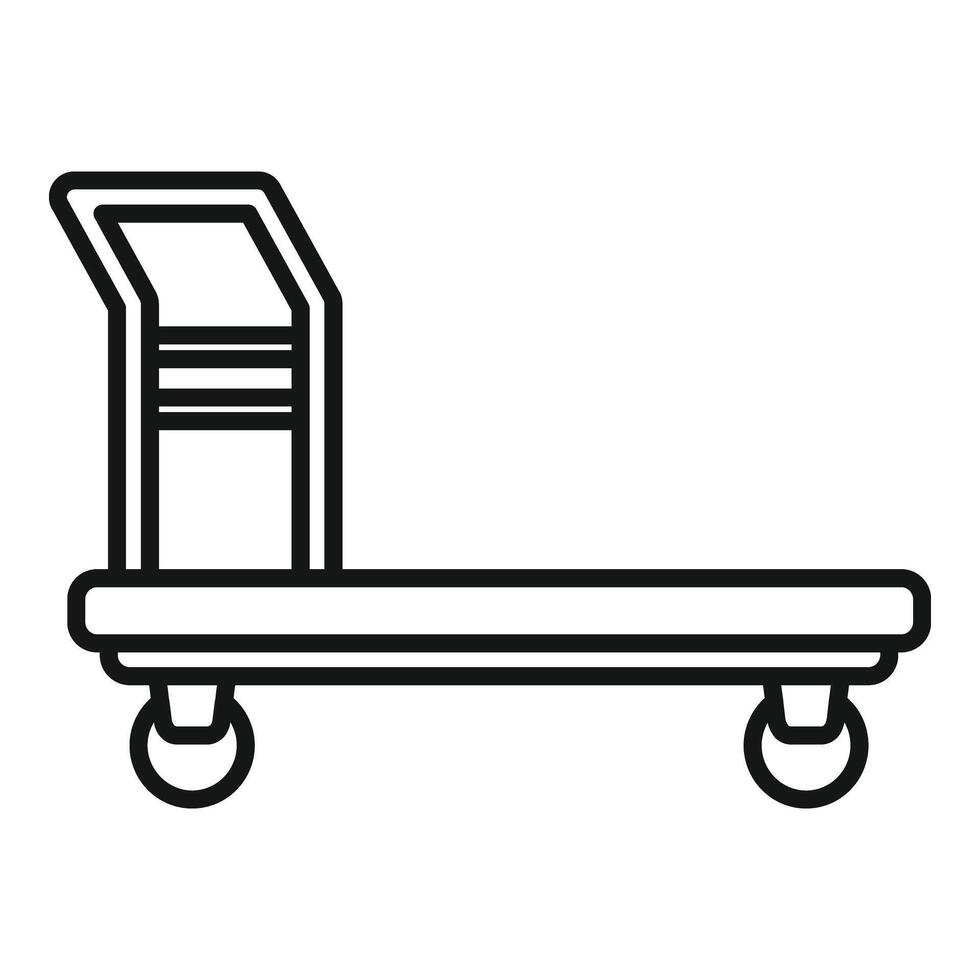 Voyage luggage trolley icon outline . Move help vector