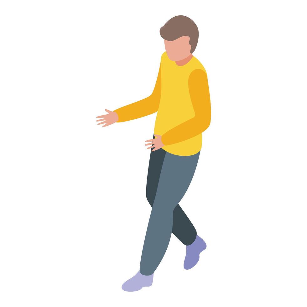 Walking guy icon isometric . Outdoor movement vector