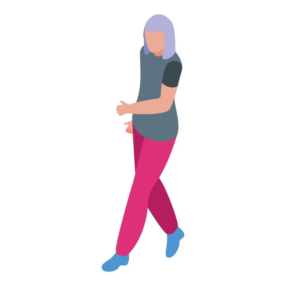 Woman fitness running icon isometric . Senior person vector