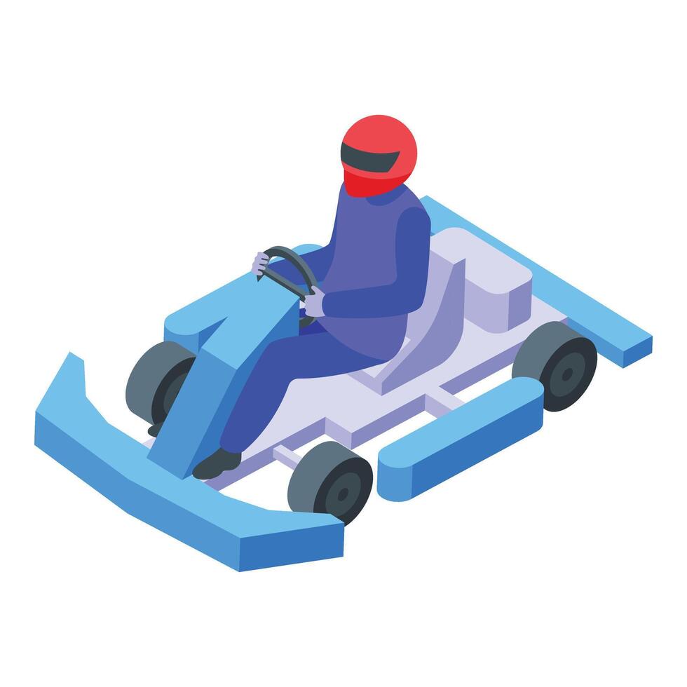 Safety kart driver icon isometric . Vehicle fun vector