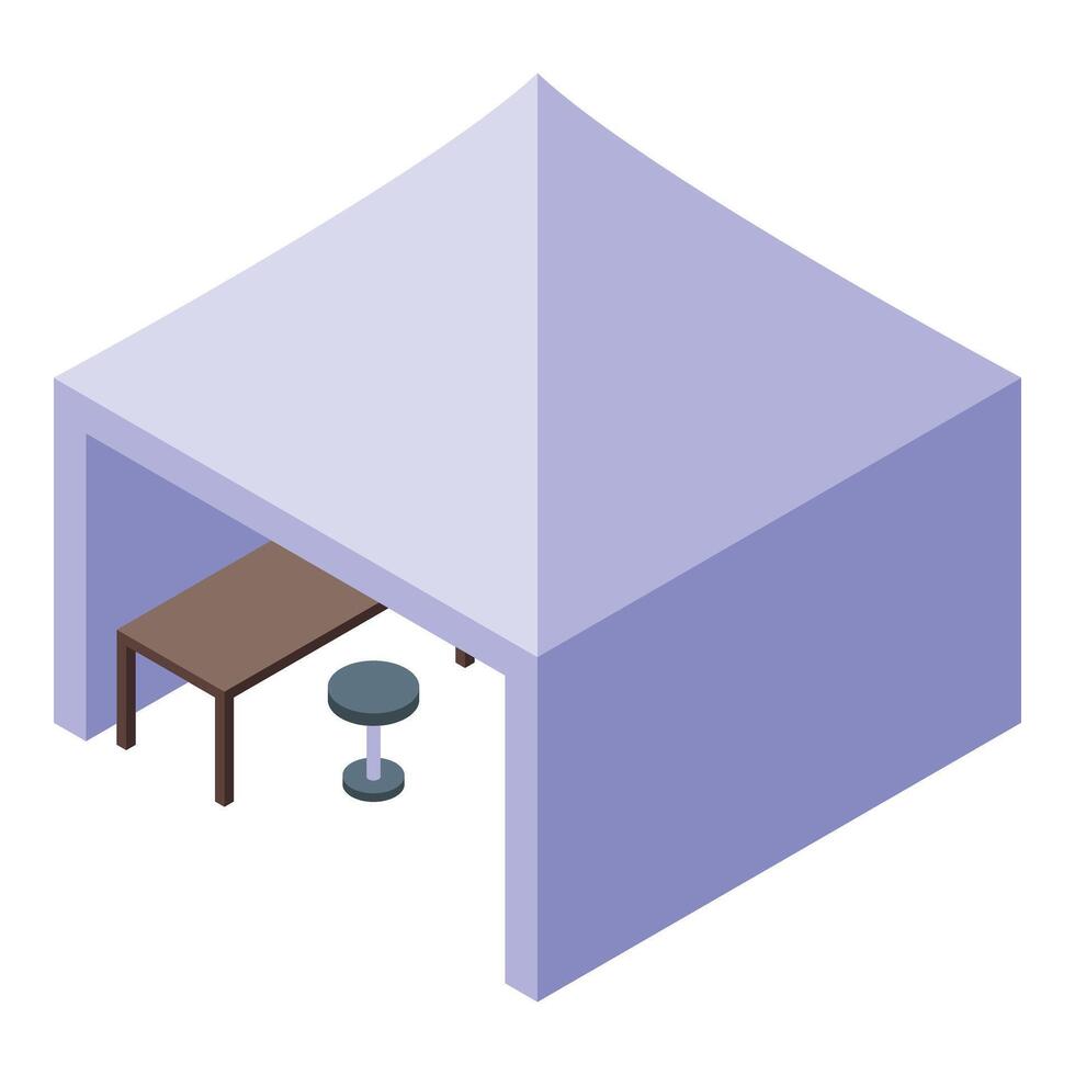 Outdoor event white tent icon isometric . Outdoor furniture vector