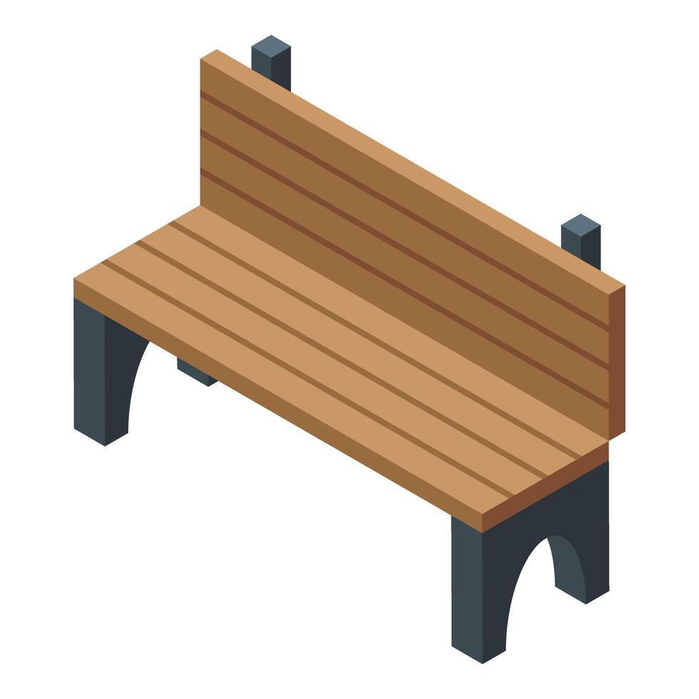 Park bench icon isometric . Wooden material vector