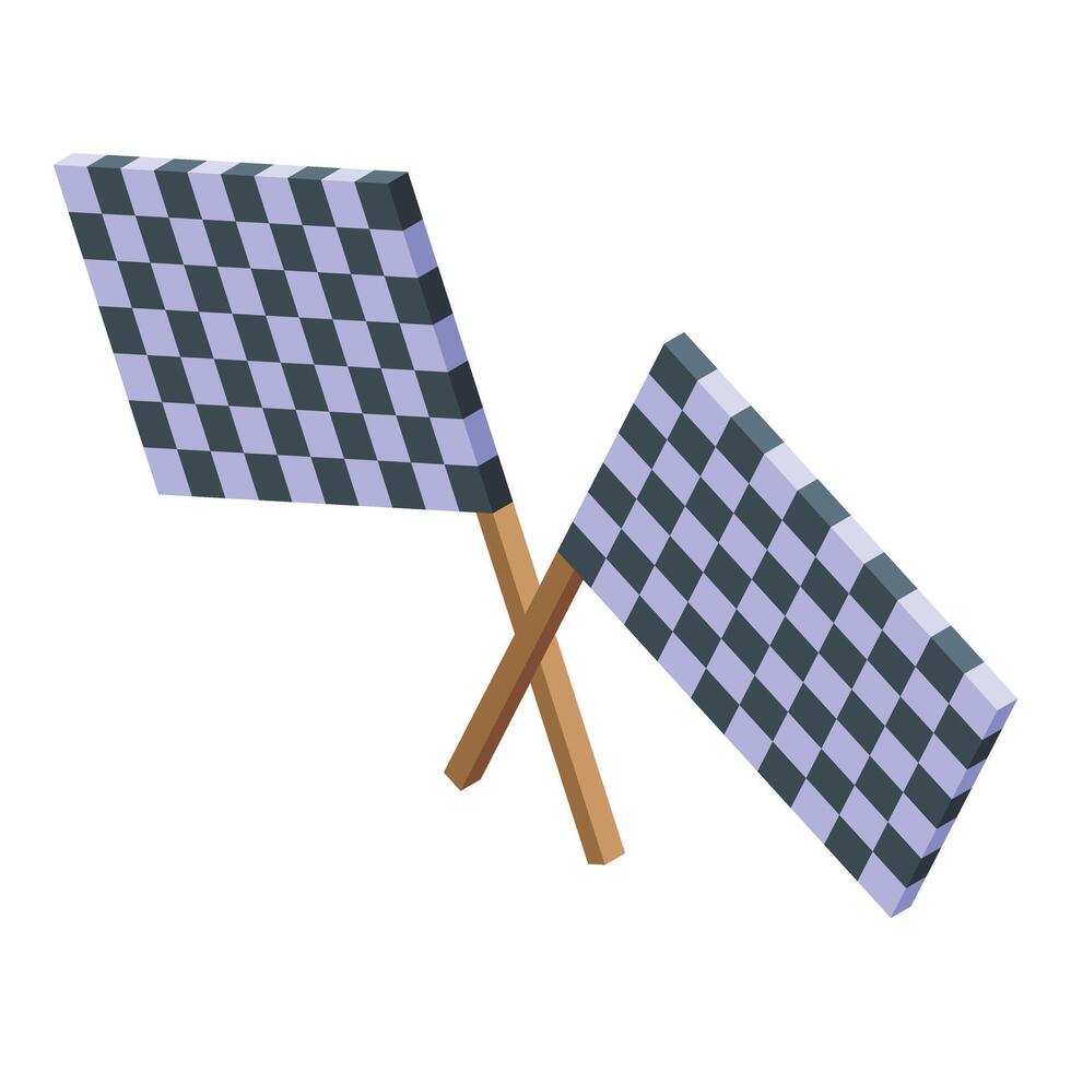 Kart finish flags icon isometric . Success race track vector