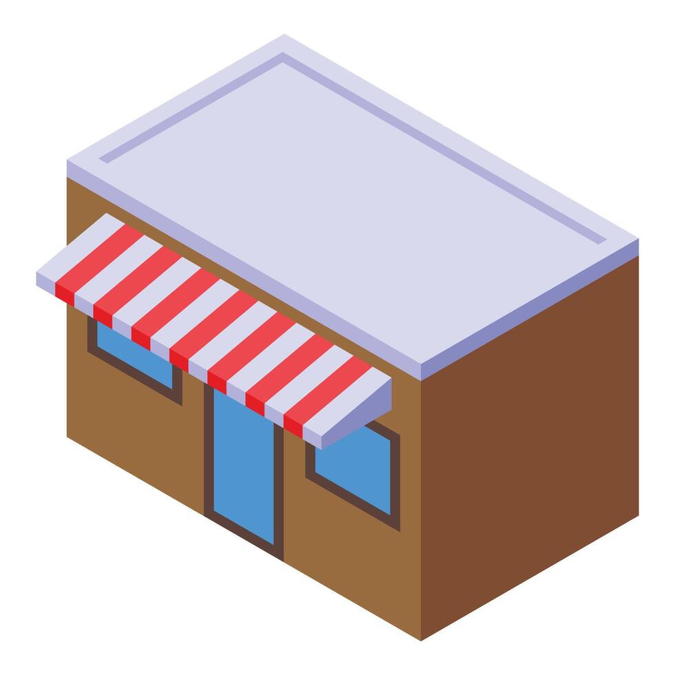 calle tienda edificio icono isométrica . al aire libre compras vector