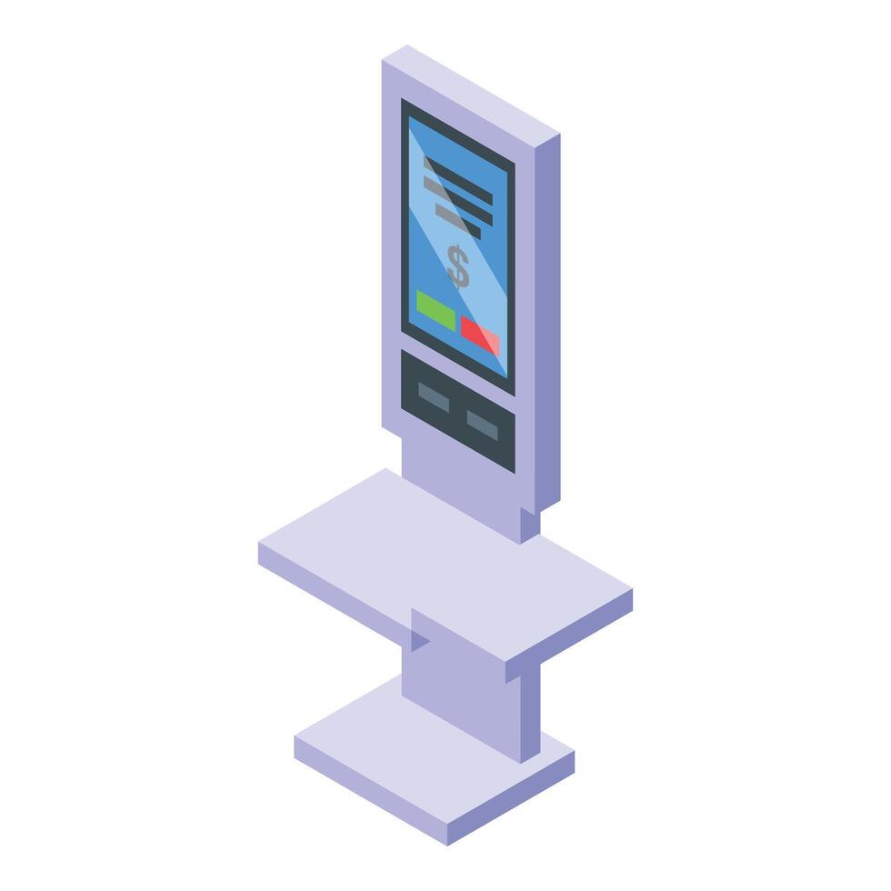 Self check out terminal icon isometric . Automated payment vector