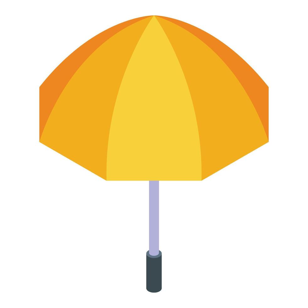 Yellow umbrella icon isometric . Rain outdoor tool vector