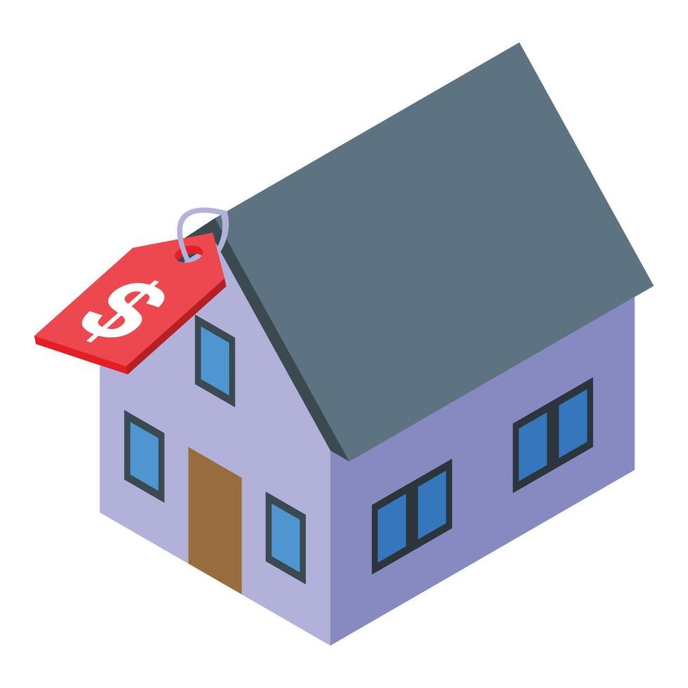 Online house sell icon isometric . New building vector