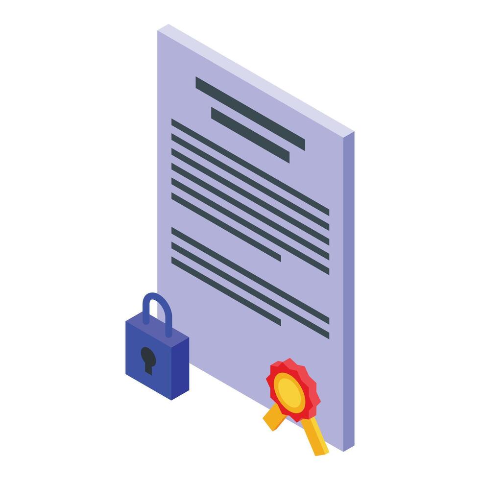 Bank finance contract icon isometric . Paper document vector