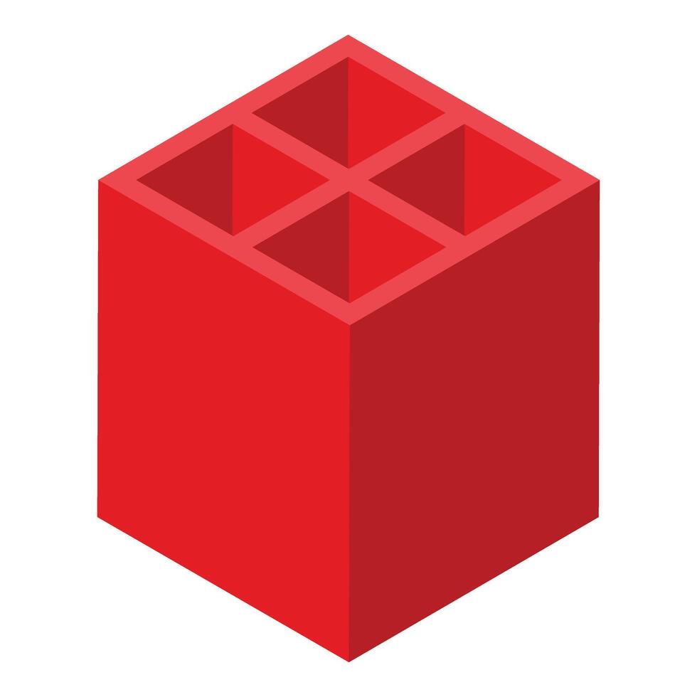 Red pencil stand icon isometric . Box holder vector