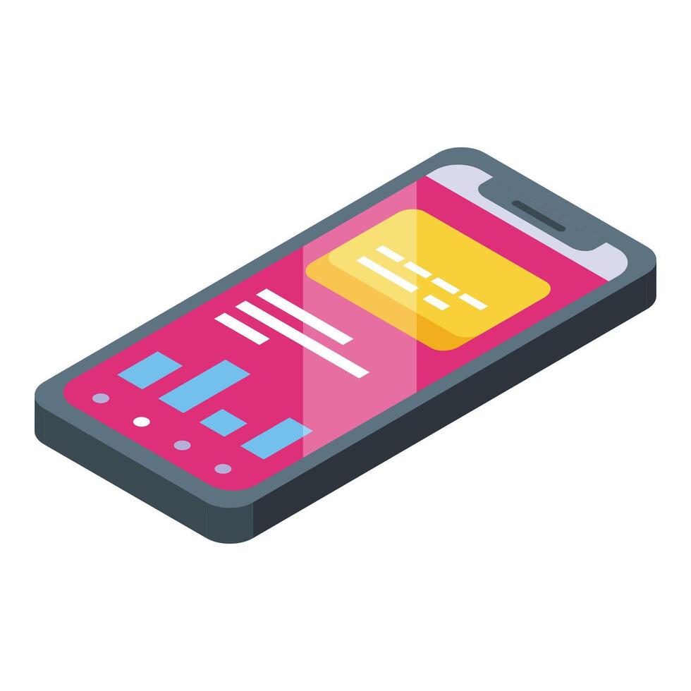Smartphone online credit card icon isometric . Payment solution vector