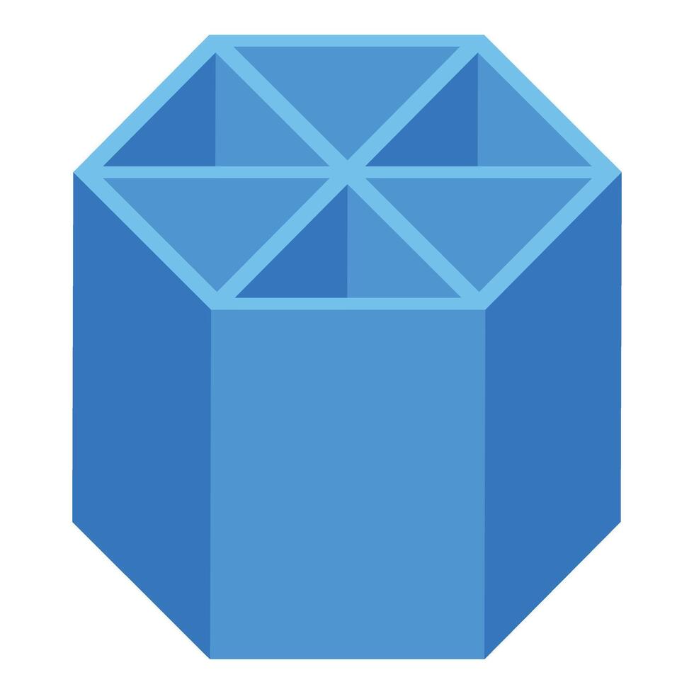 Blue pencil stand icon isometric . Hexagonal form vector