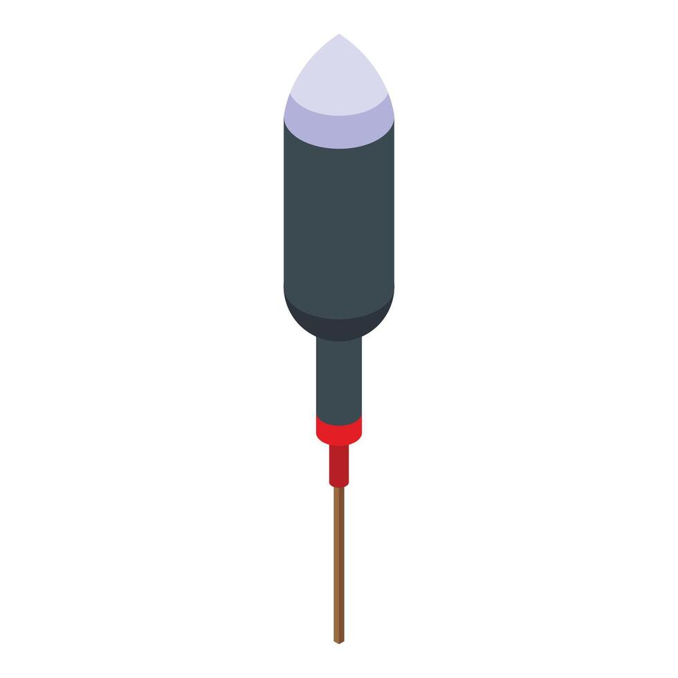 Petard rocket stick icon isometric . Explosive element vector