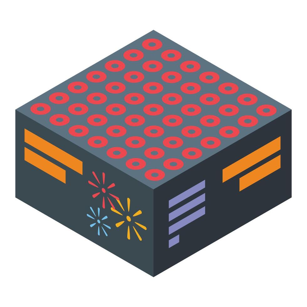 New petard box icon isometric . Sparkle explosion vector