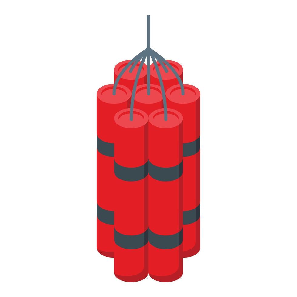 Red dynamite icon isometric . Explosive element vector