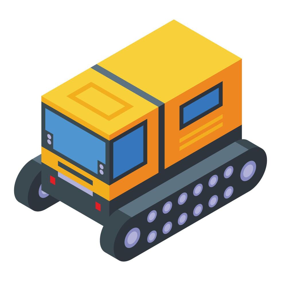 Arctic exploration vehicle icon isometric . Winter expedition vector