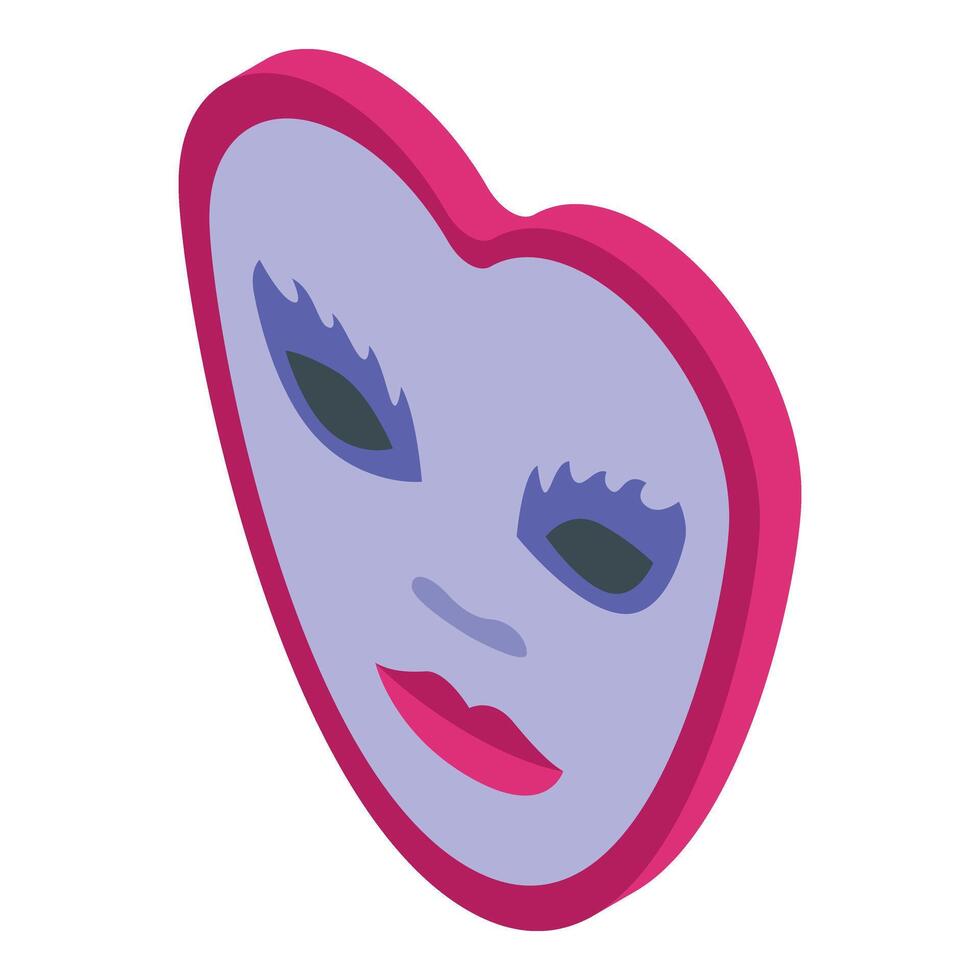 Heart shape mask icon isometric . Fashion style vector