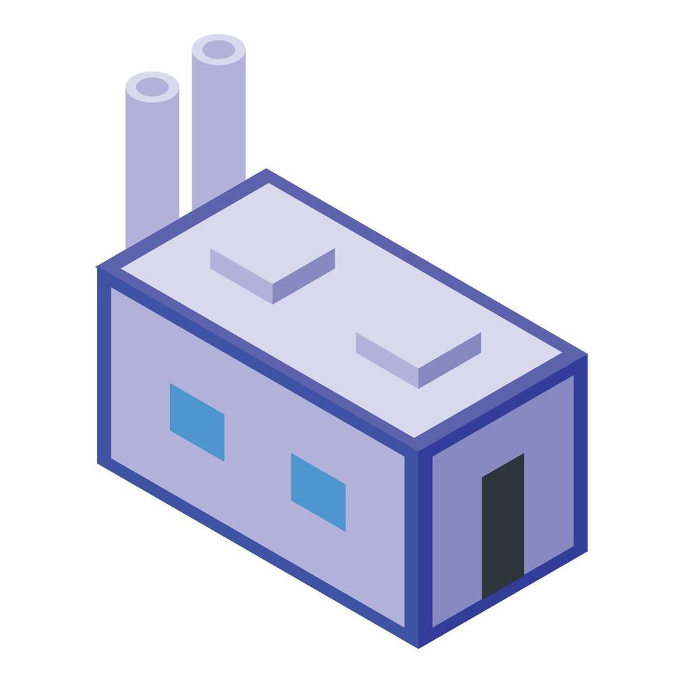 Small factory gas production icon isometric . Power storage vector