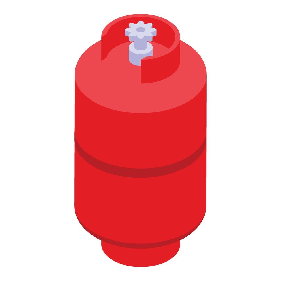 Red gas tank icon isometric . Home using pot vector