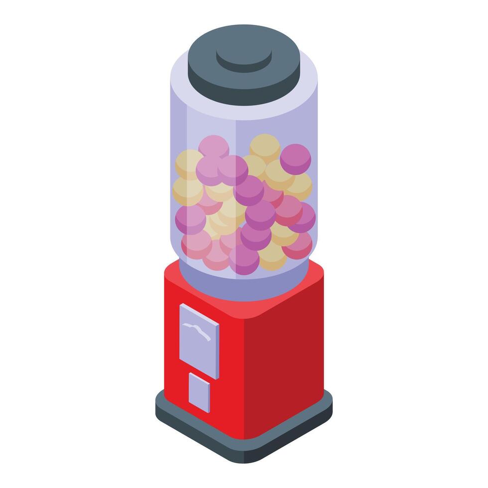 juego chicle máquina icono isométrica . sabor postre vector