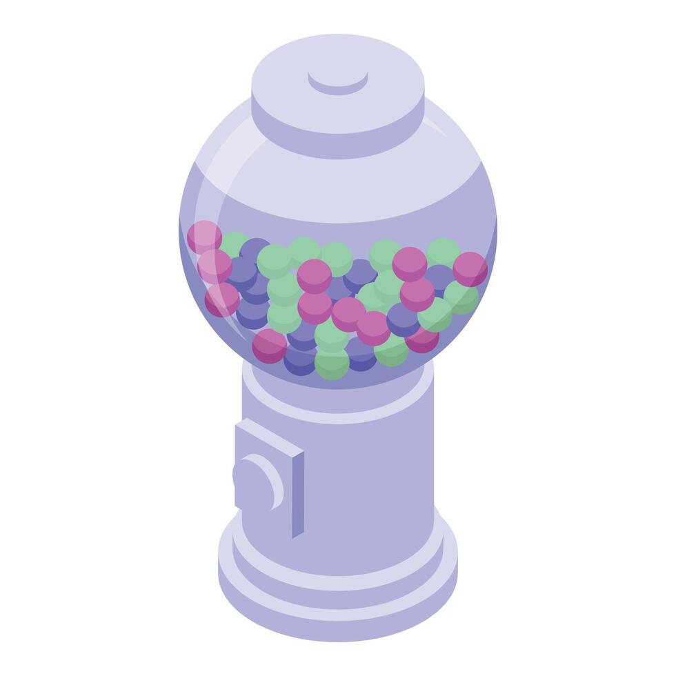 Bubble gum machine icon isometric . Cute sugar food vector
