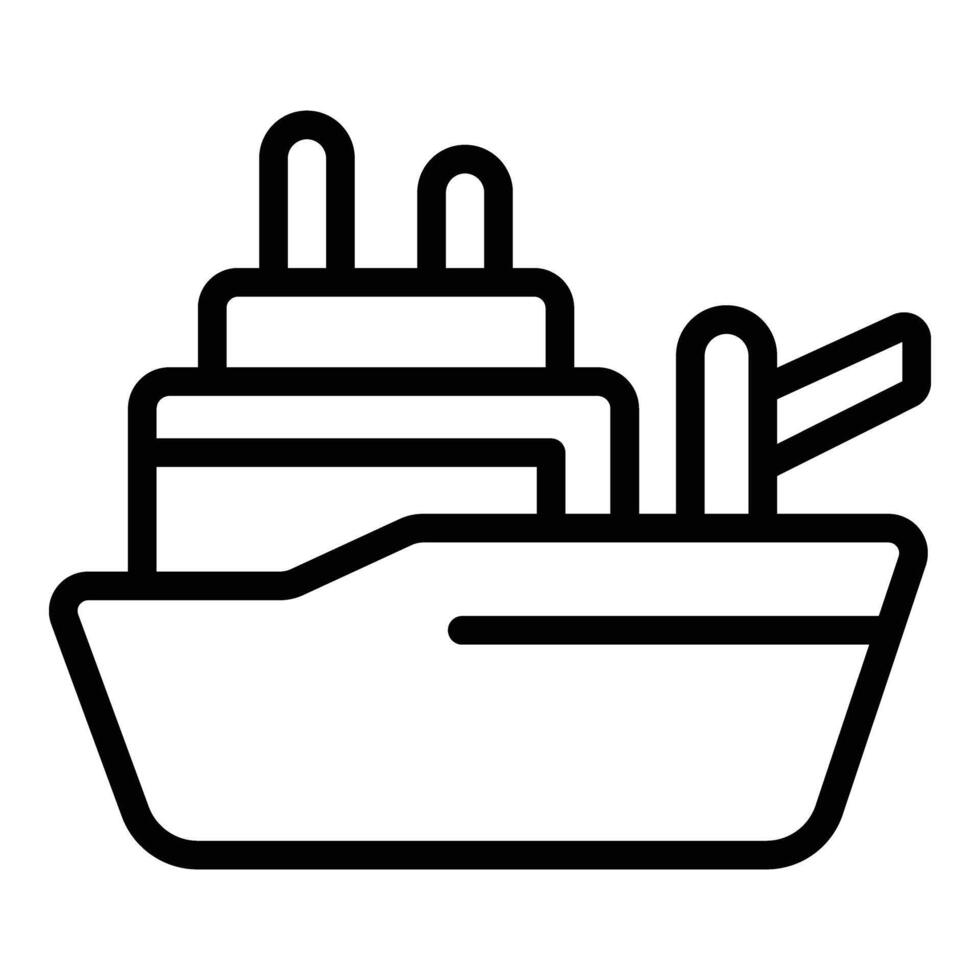 Military navy ship icon outline . Maritime warship vector