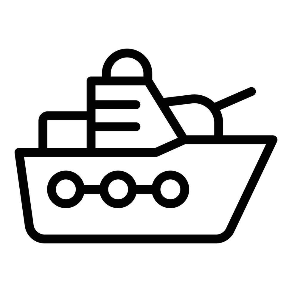 Ocean military warfare ship icon outline . Nautical force fleet vector