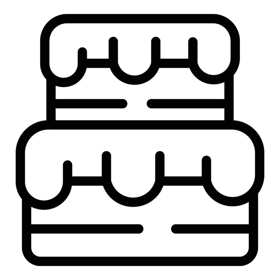 Bakery cake delight icon outline . Glazed creamy dessert vector