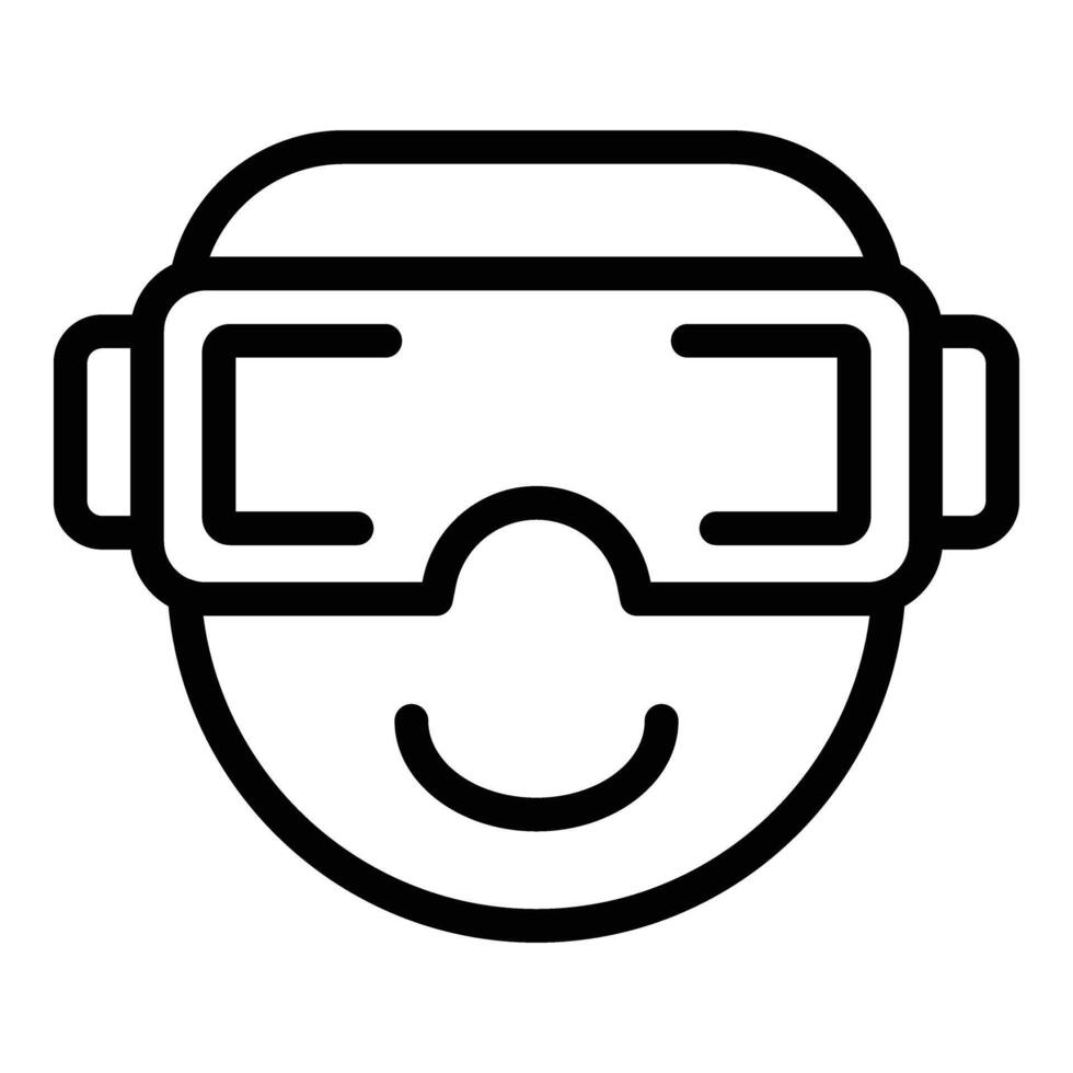 Artificial reality headset icon outline . Digital world equipment vector