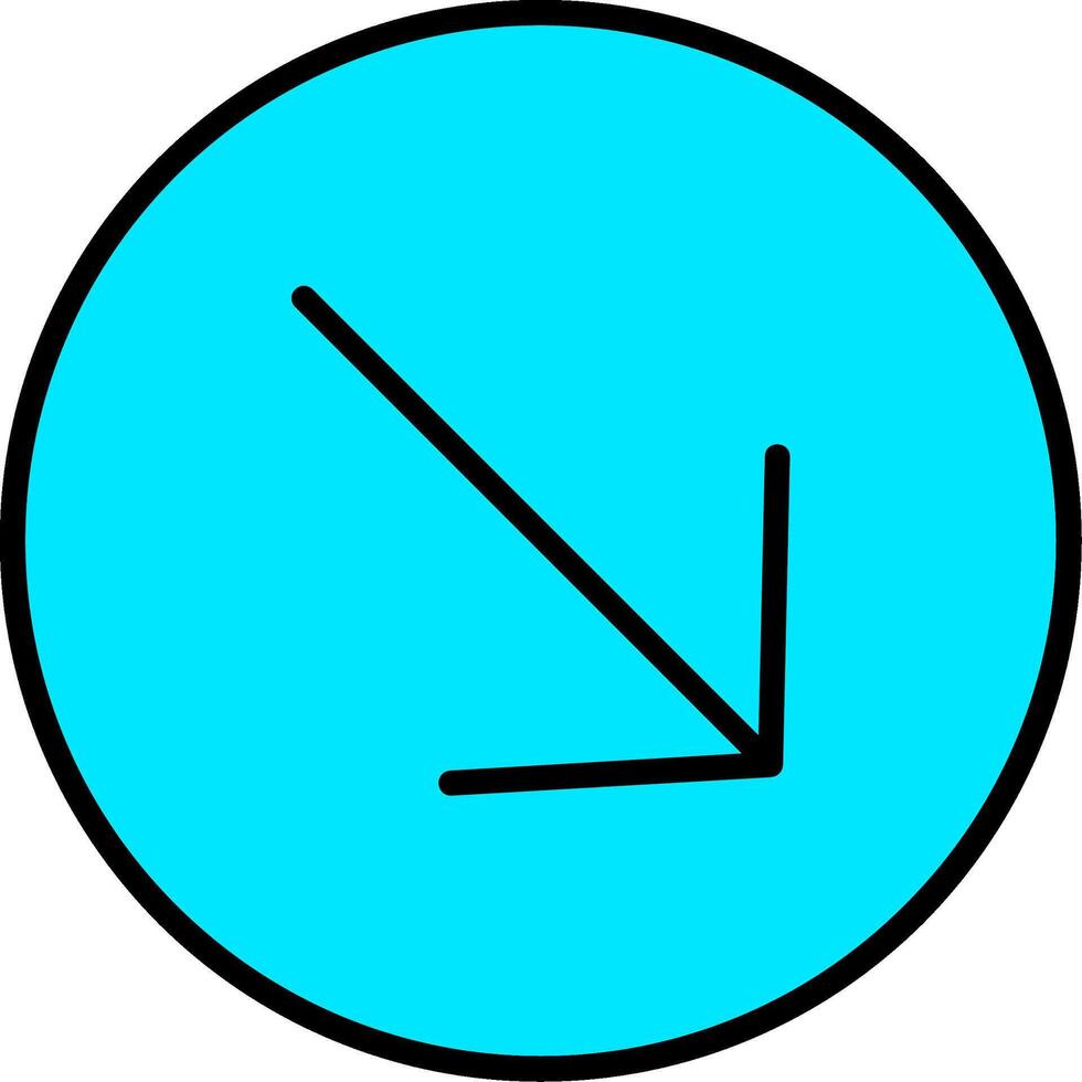 Down Right Arrow Line Filled Icon vector