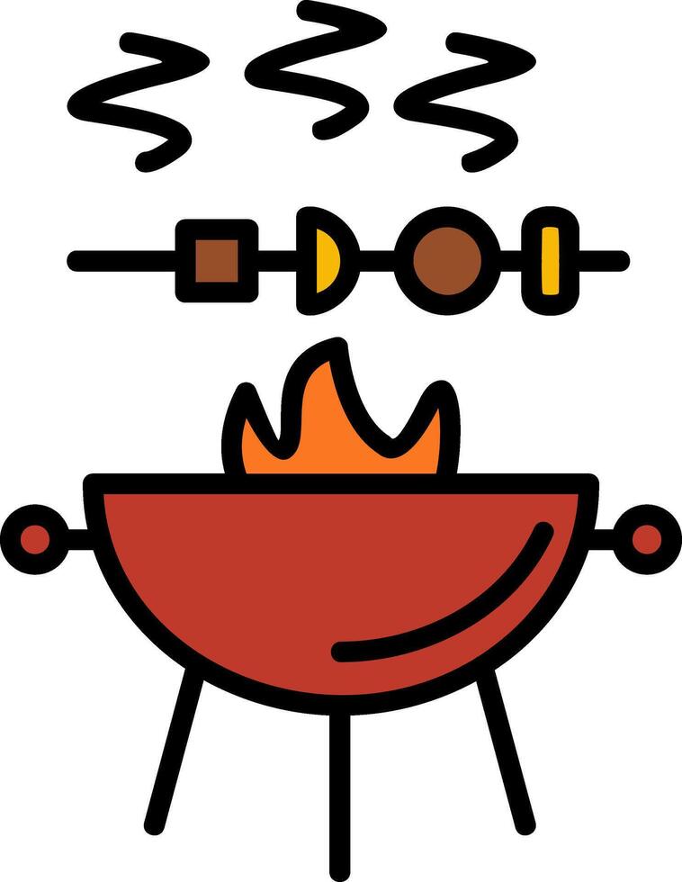 Skewer Line Filled Icon vector