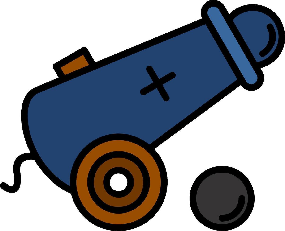 Cannon Line Filled Icon vector