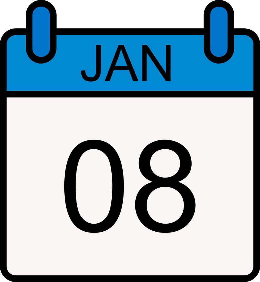 enero línea lleno icono vector