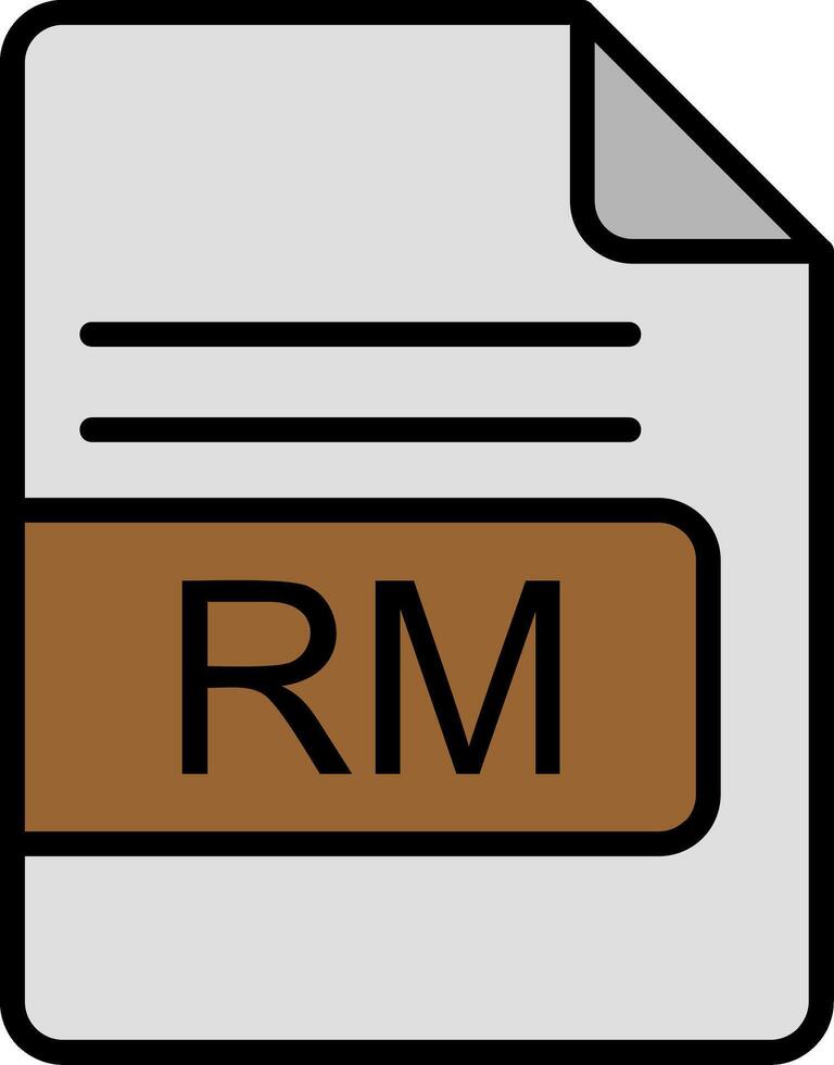 RM File Format Line Filled Icon vector