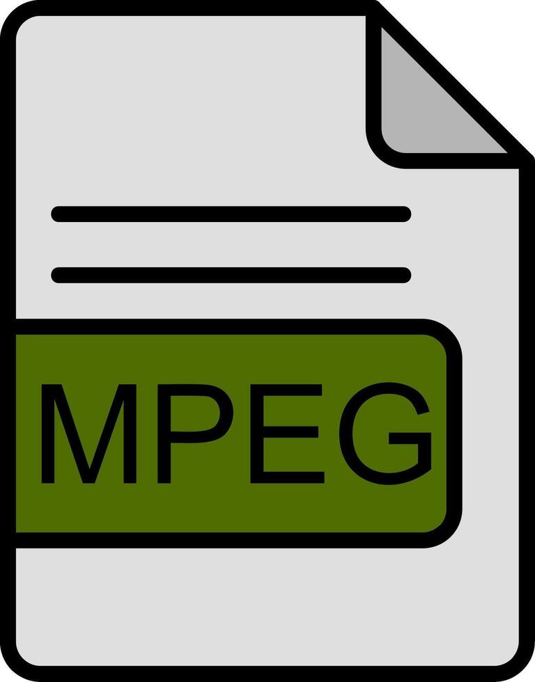 MPEG archivo formato línea lleno icono vector