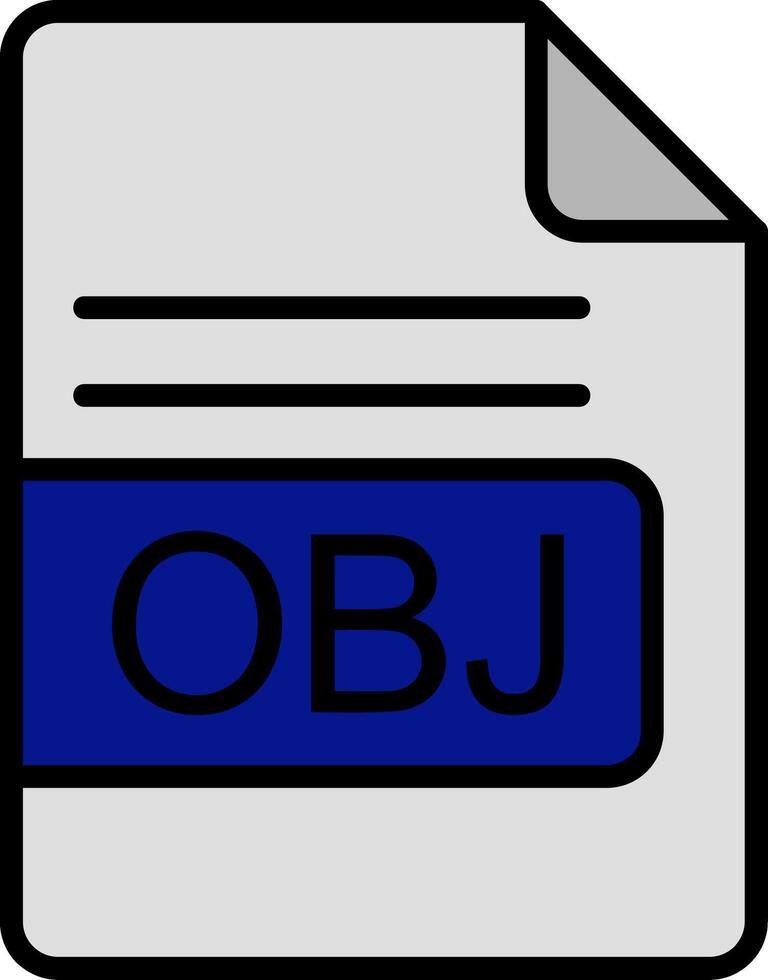 OBJ File Format Line Filled Icon vector