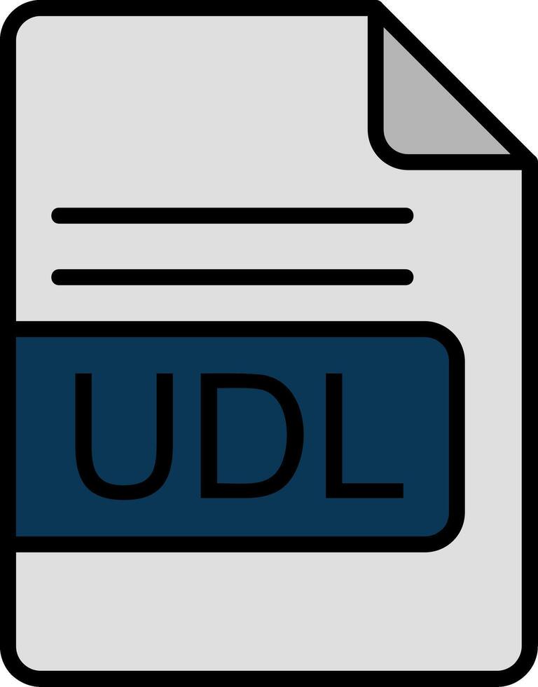 UDL File Format Line Filled Icon vector