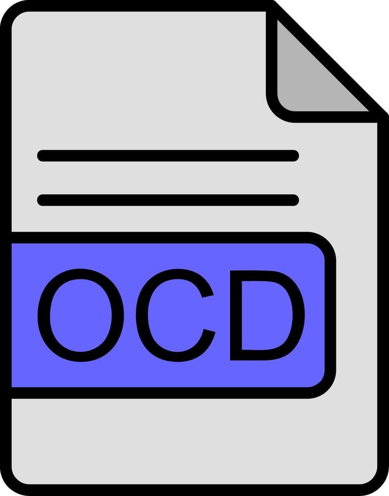 ocd archivo formato línea lleno icono vector