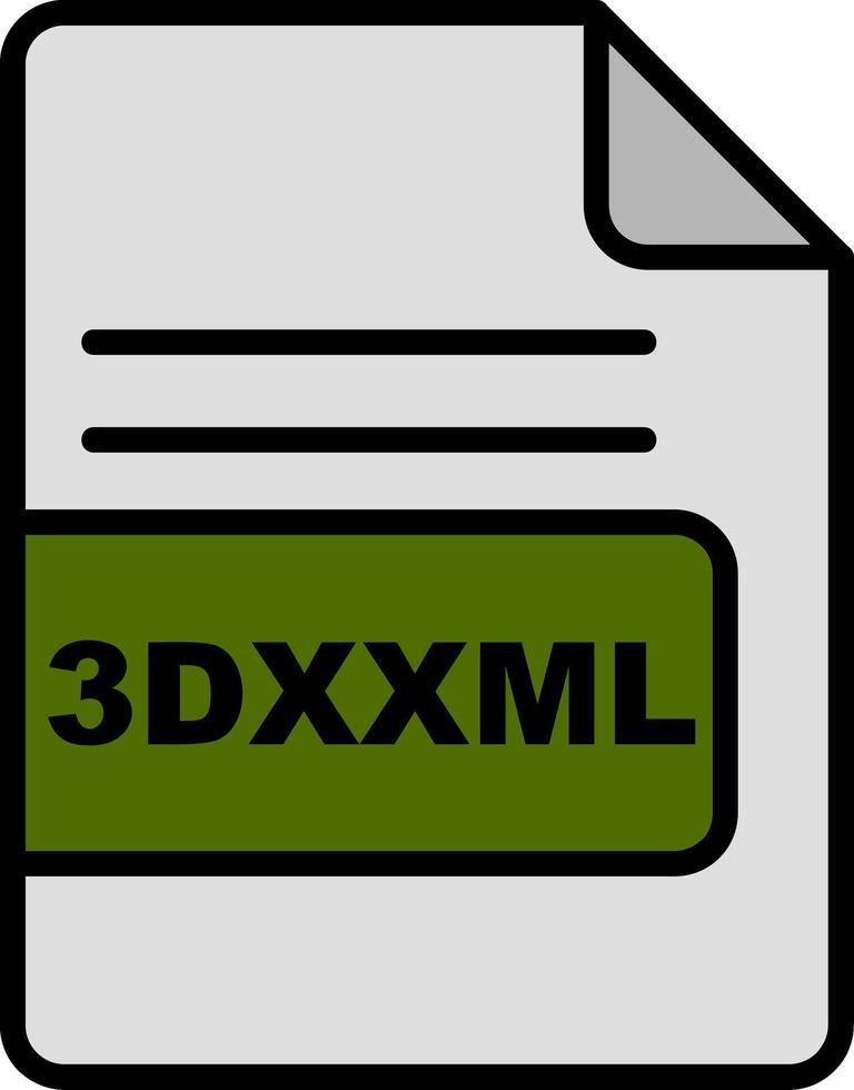 3dxxml archivo formato línea lleno icono vector