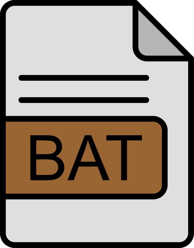 BAT File Format Line Filled Icon vector