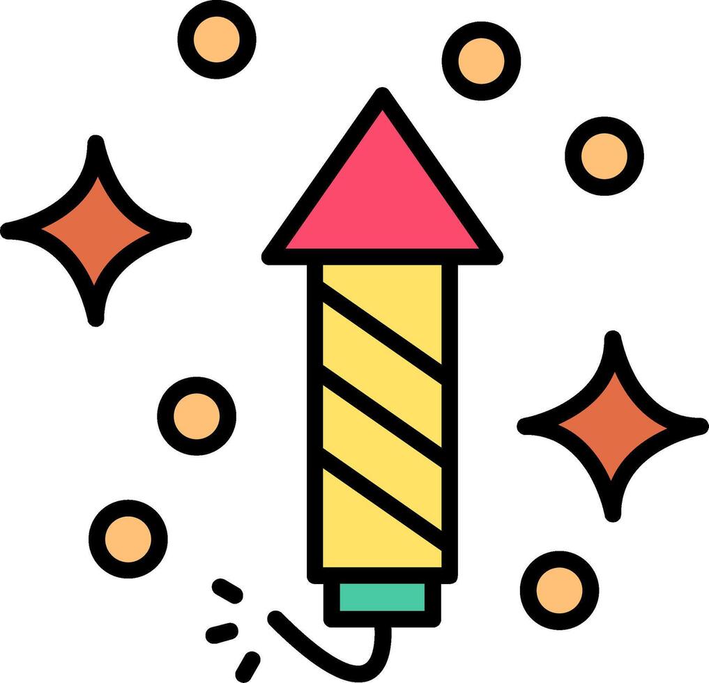 Firework Line Filled Icon vector